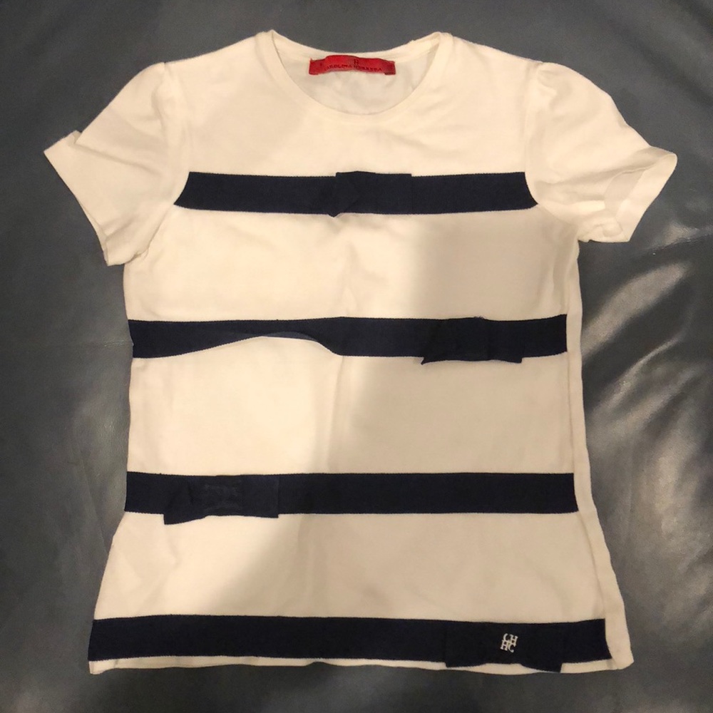 Carolina Herrera girls shirt. White with blue.